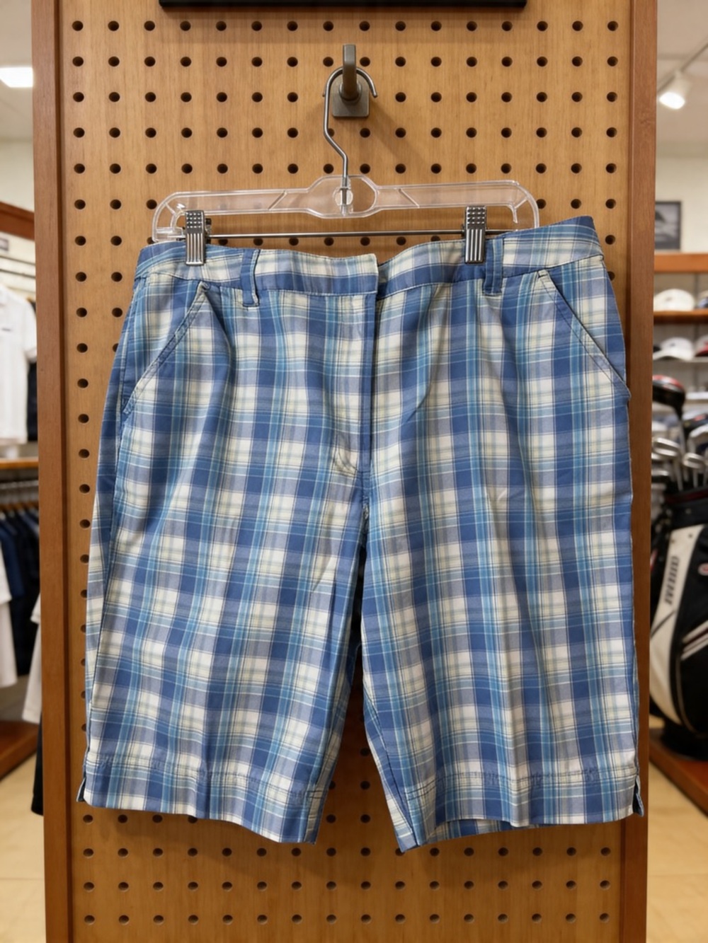 Ladies  Blue Plaid Golf Shorts